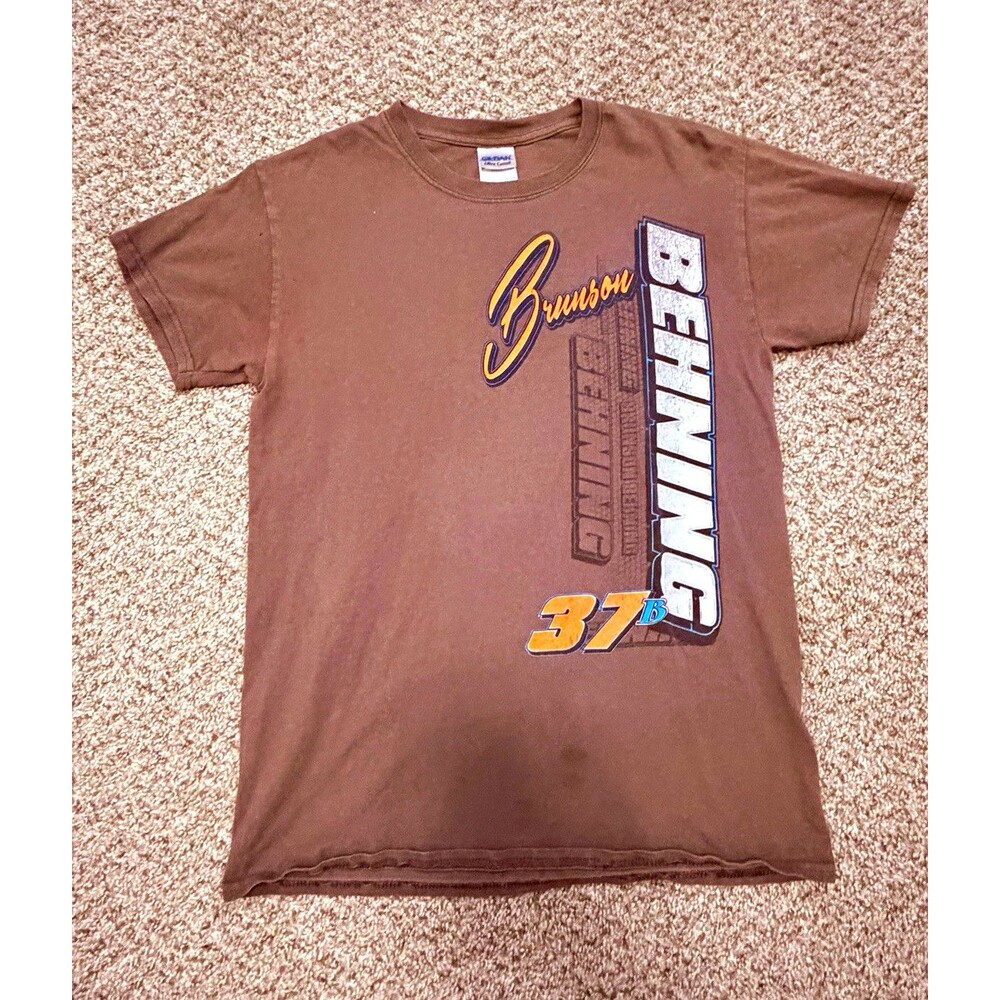 Gildan Johnny Benson #37 Brown NASCAR Auto Racing Graphic T-Shirt